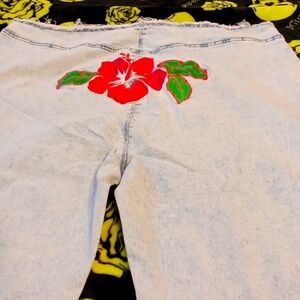 CLUB EXX 2X POICETTA FLOWER EMBROIDERY ON BACK FLARRED JEANS
